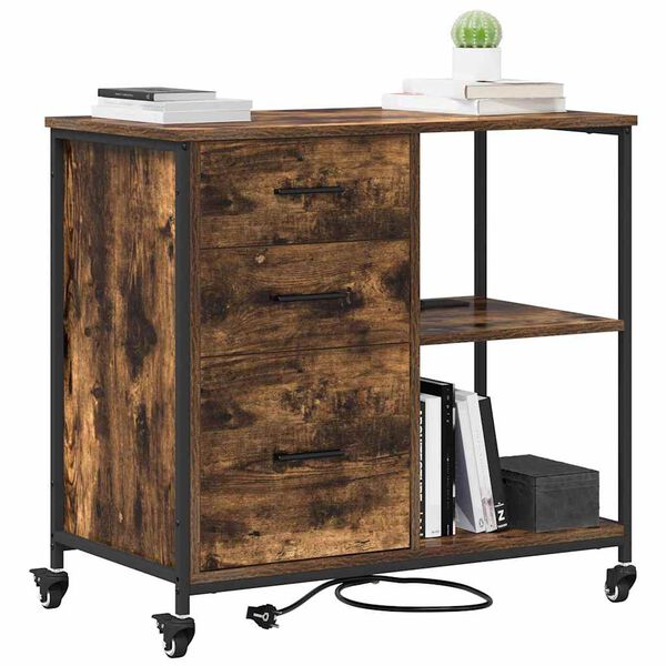 vidaXL Büroschrank mit Rad Räuchereiche 76 x 41 x 72 cm Holzwerkstoff