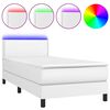 vidaXL Boxspringbett mit Matratze & LED Wei&szlig; 100x200 cm Kunstleder