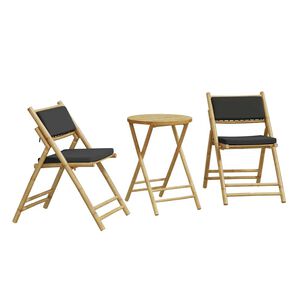 vidaXL 3-tlg. Bistro-Set Klappbar mit Kissen Bambus
