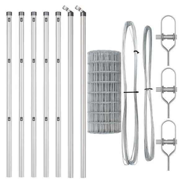 vidaXL Zaun mit Pfosten Silber 0,8 x 25 m Stahl und PVC