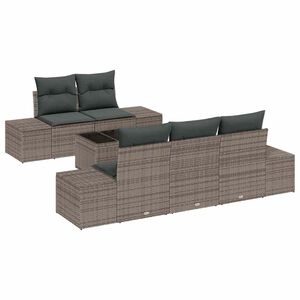 vidaXL Gartensofa-set mit Kissen mit Speicher 6 pcs Grau Poly-Rattan