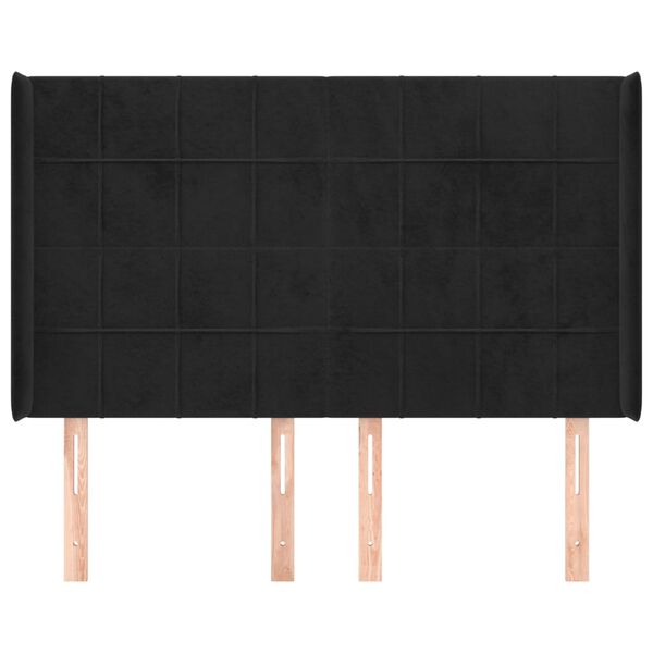 vidaXL Kopfteil mit Ohren Schwarz 147x16x118/128 cm Samt