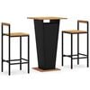 vidaXL 3-tlg. Gartenbar-Set Schwarz Poly Rattan & Massivholz Akazie