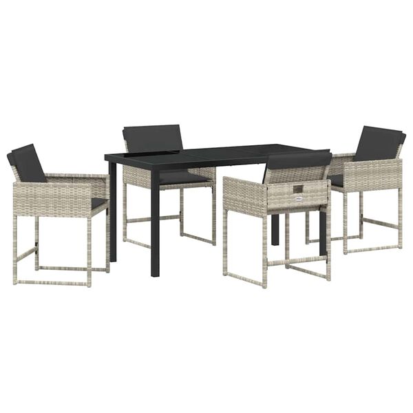 vidaXL Garten Essgruppe 5 pcs Hellgrau Poly-Rattan
