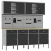 vidaXL Werkbank 10 Stk. Schwarz und Grau Ingenieure Holz und Stahl