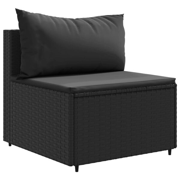 vidaXL 11-tlg. Garten-Sofagarnitur mit Kissen Schwarz Poly Rattan