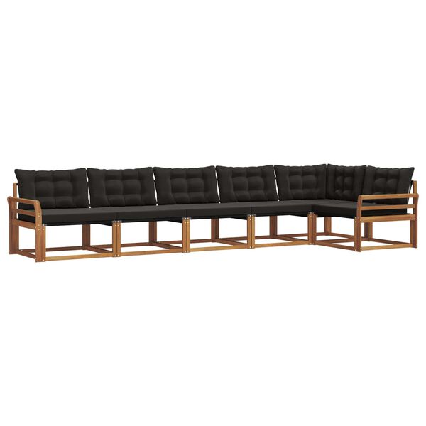 vidaXL Outdoor-Sofagarnitur mit Kissen 6 pcs Nat&uuml;rlich und Schwarz