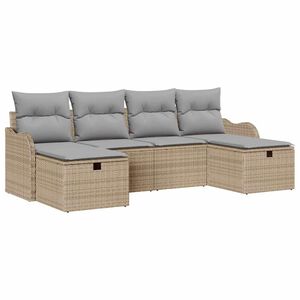 vidaXL Sofa Set 6 Stk. 6-Sitzanzahl Beige und Hellgrau Poly-Rattan