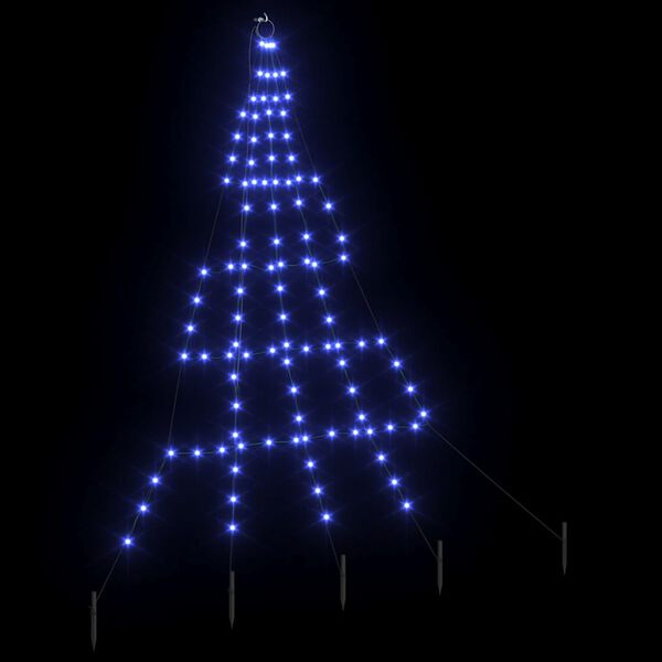 vidaXL LED Weihnachtsbaum mit Erdspie&szlig;en Blau 182 cm Metall