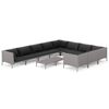 vidaXL 11-tlg. Garten-Lounge-Set mit Kissen Poly Rattan Dunkelgrau