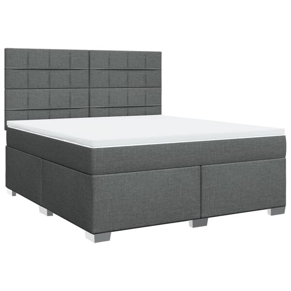 vidaXL Boxspringbett mit Matratze Dunkelgrau 180x200 cm Stoff