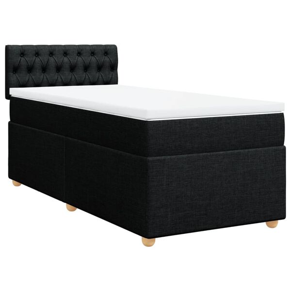 vidaXL Boxspringbett mit Matratze Schwarz 100x200 cm Stoff