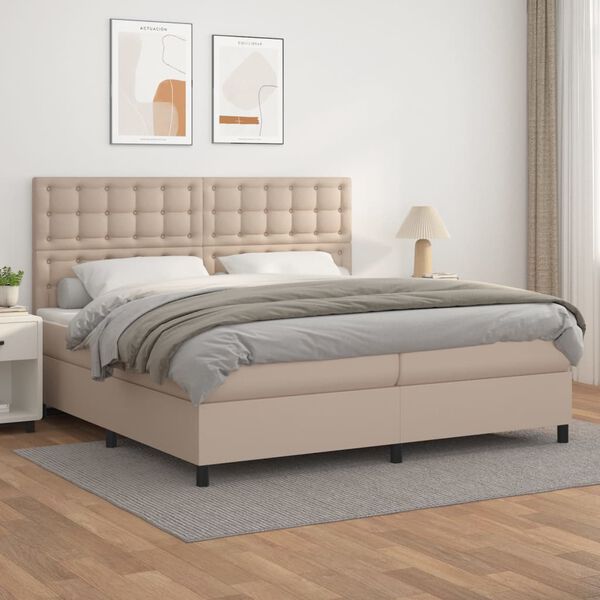 vidaXL Boxspringbett Matratze Cappuccino-Braun 200x200cm Kunstleder