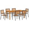 vidaXL Garten Essgruppe 7 pcs Schwarz Massivholz Akazie