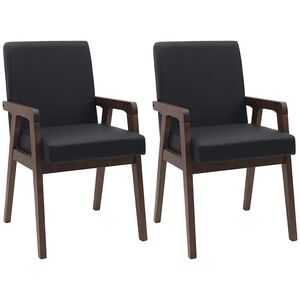 vidaXL Esszimmerst&uuml;hle mit Kissen 2 Stk. Braun Massivholz Gummibaum
