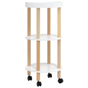 vidaXL Servierwagen 3 Etagen Wei&szlig; 38x38x82cm Holzwerkstoff Kiefernholz