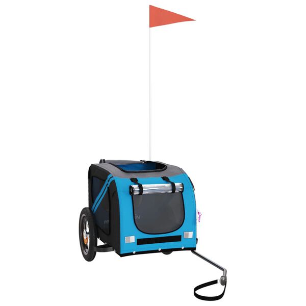 vidaXL Fahrradanh&auml;nger Hunde Blau und Grau Oxford-Gewebe und Eisen