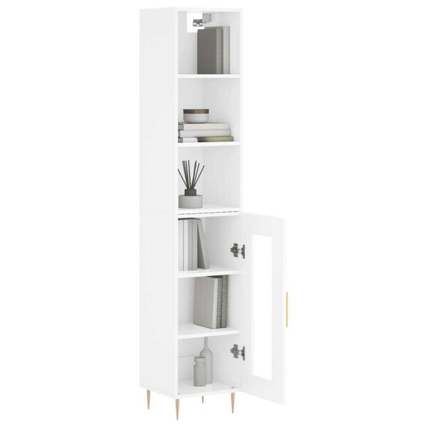 vidaXL Highboard Hochglanz-Wei&szlig; 34,5x34x180 cm Holzwerkstoff