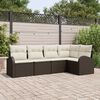 vidaXL Garten-Sofa-Set mit Kissen 5 pcs Braun und Wei&szlig; Poly Rattan