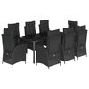 vidaXL 9-tlg. Garten-Essgruppe mit Kissen Schwarz Poly Rattan