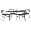 vidaXL 5-tlg. Garten-Essgruppe mit Kissen Schwarz Poly Rattan Glas