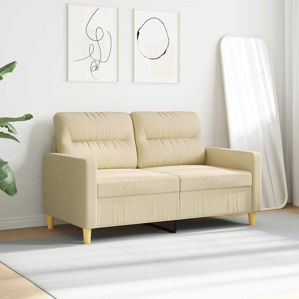 vidaXL 2-Sitzer-Sofa Creme 120 cm Stoff