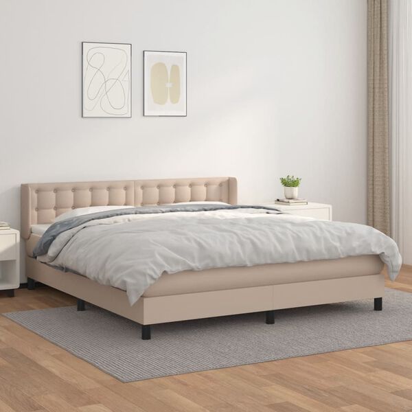 vidaXL Boxspringbett Matratze Cappuccino-Braun 160x200 cm Kunstleder
