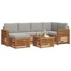 vidaXL Ecksofa Set 7 pcs Nat&uuml;rlich und Hellgrau Massivholz Akazie