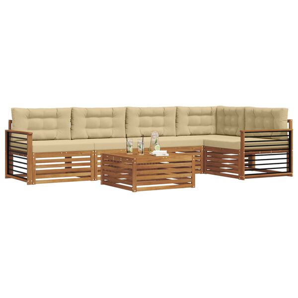 vidaXL Outdoor-Sofagarnitur mit Kissen 6 pcs Natur und Beige