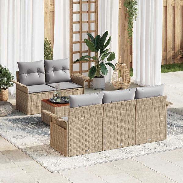 vidaXL Garten-Sofa-Set mit Kissen mit Kissen 6 pcs Beige und Hellgrau