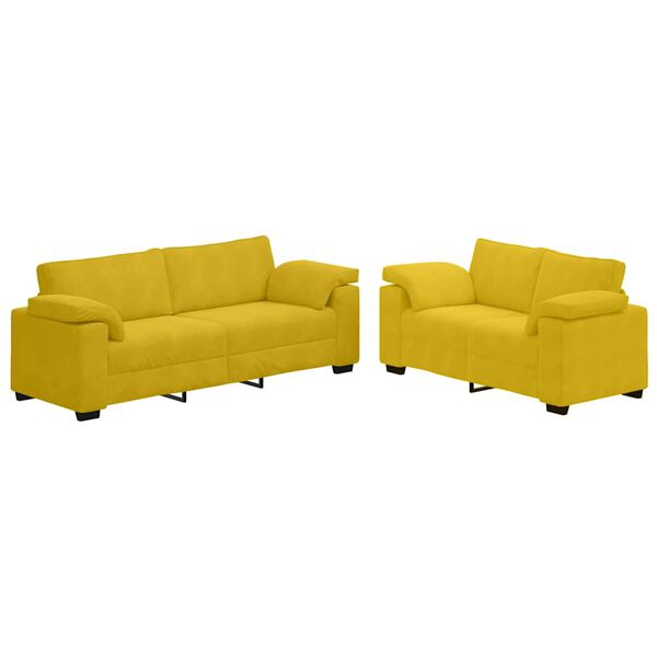 vidaXL 2-teiliges Sofa-Set mit Kissen, gelber Samt