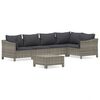 vidaXL 6-tlg. Garten-Lounge-Set mit Kissen Grau Poly Rattan