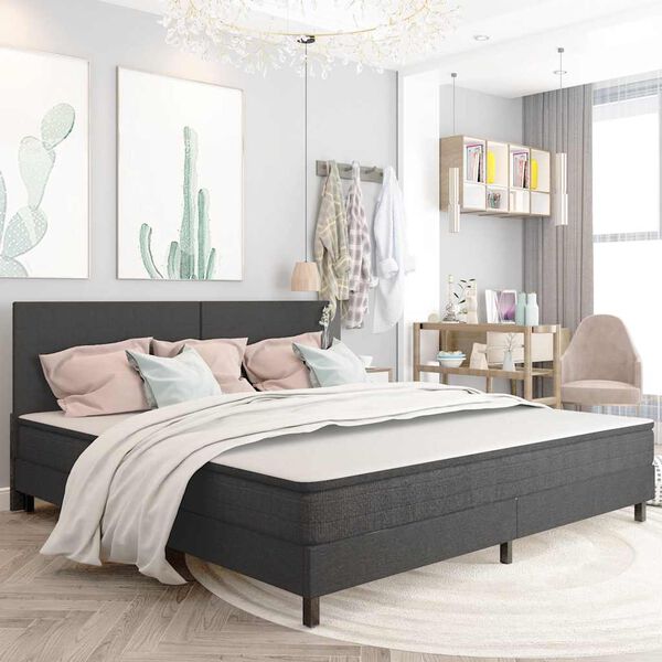 vidaXL Boxspring-Bettgestell Grau Stoff 200x200 cm