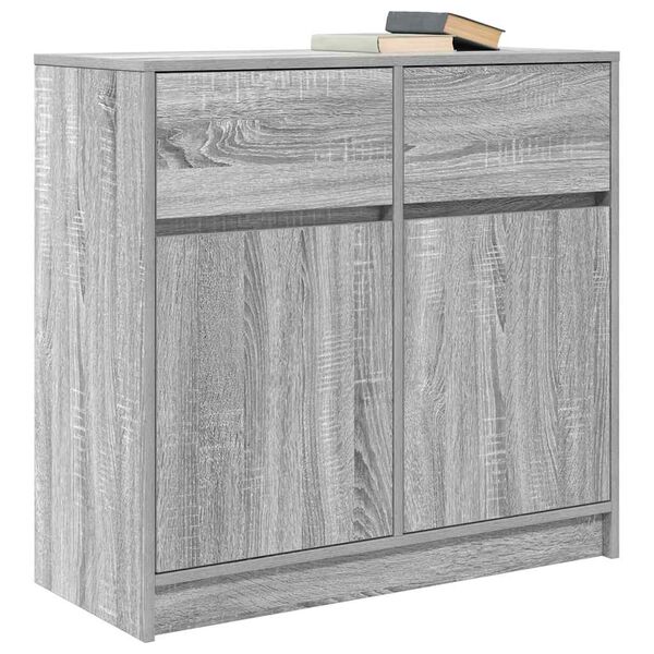 vidaXL Sideboard mit Schublade Grau Sonoma 80x34x76 cm Holzwerkstoff