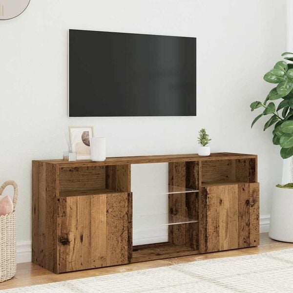 vidaXL TV-Schrank mit LED-Leuchten Altholz-Optik 120x30x50 cm