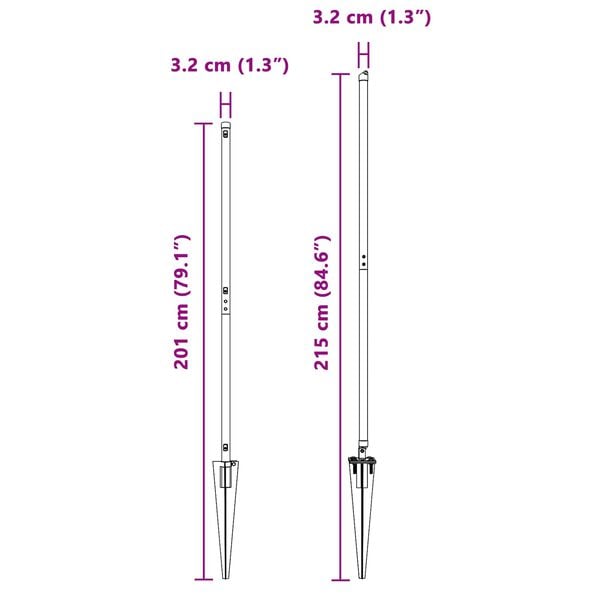 vidaXL Zaunpfosten 26 pcs Grau 3,2 x 3,2 x 170 cm