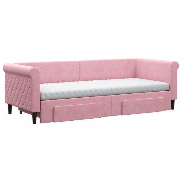 vidaXL Tagesbett Ausziehbar mit Schubladen Rosa 80x200 cm Samt