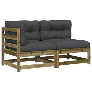 vidaXL Gartensofa mit Kissen 2-Sitzer Kiefernholz Impr&auml;gniert
