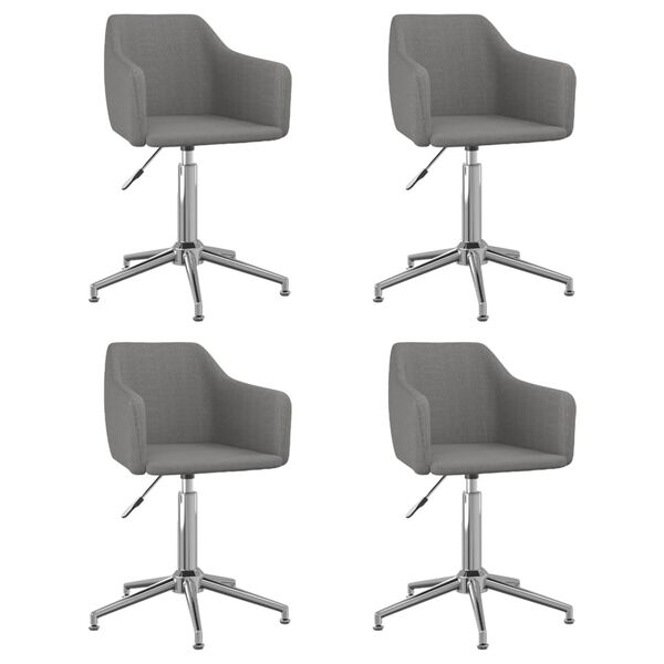 vidaXL Esszimmerst&uuml;hle 4 Stk. Drehbar Hellgrau Stoff
