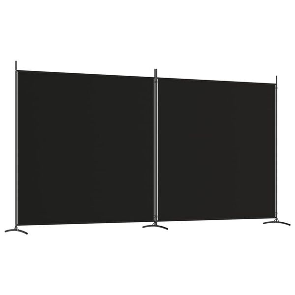 vidaXL 2-tlg. Paravent Schwarz 348x180 cm Stoff