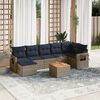 vidaXL 8-teiliges Gartensofa-Set mit Kissen, grau, Polyrattan