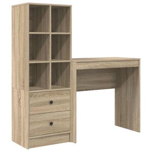 vidaXL Schreibtisch mit Schubladen mit Regal 2 pcs Sonoma-Eiche