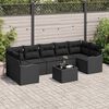 vidaXL Garten-Sofa-Set 8 pcs Schwarz Poly-Rattan und Stahl und Glas