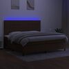 vidaXL Boxspringbett mit Matratze & LED Dunkelbraun 200x200 cm Stoff