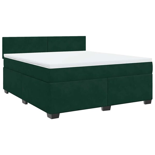 vidaXL Boxspringbett mit Matratze Dunkelgr&uuml;n 180x200 cm Samt