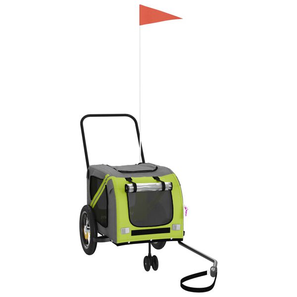 vidaXL Fahrradanh&auml;nger Hunde Gr&uuml;n und Schwarz Oxford-Gewebe & Eisen