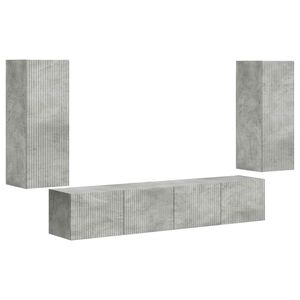 vidaXL TV-Wandregal-Set 4 Stk. Beton Grau Holzwerkstoff