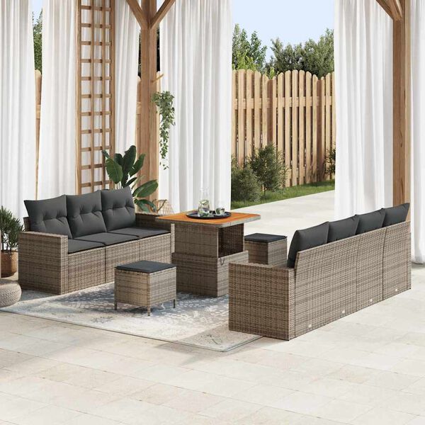 vidaXL Garten-Sofa-Set 10 pcs Grau Poly-Rattan