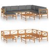 vidaXL 8-tlg. Garten-Lounge-Set mit Grauen Kissen Massivholz Teak