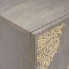 vidaXL Sideboard Grau und Gold 60 x 33 x 75 cm Massivholz Mango